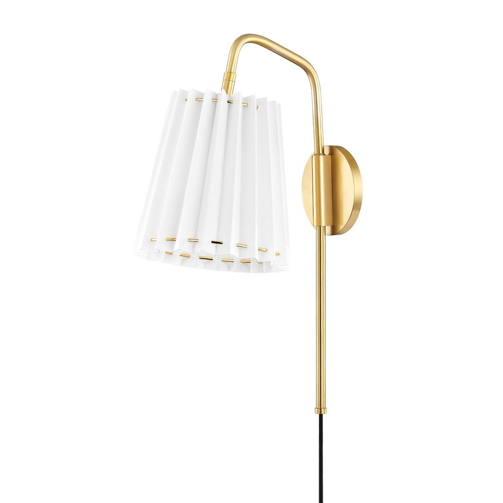 Demi Plug-In Sconce In Aged Brass Color. Picture 1