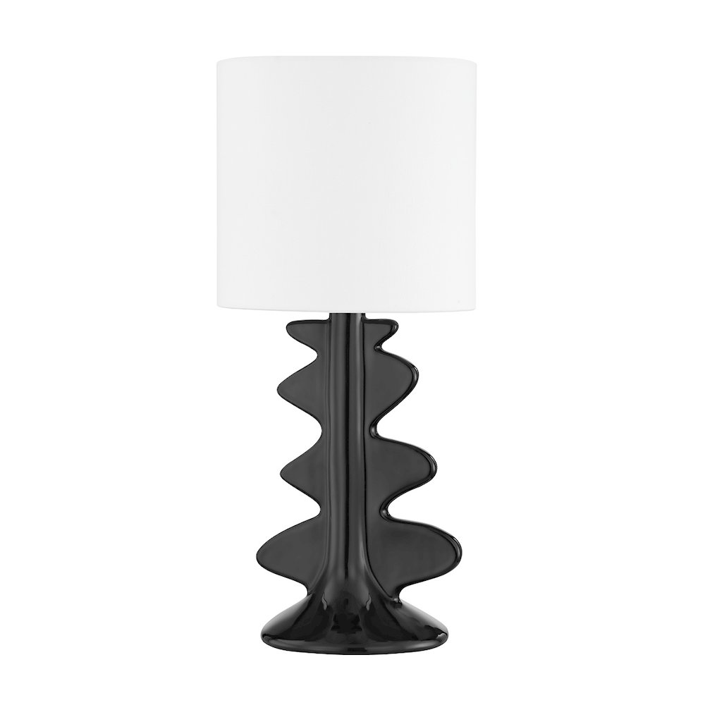 Liwa Table Lamp In Aged Brass/Ceramic Gloss Black Color. Picture 1