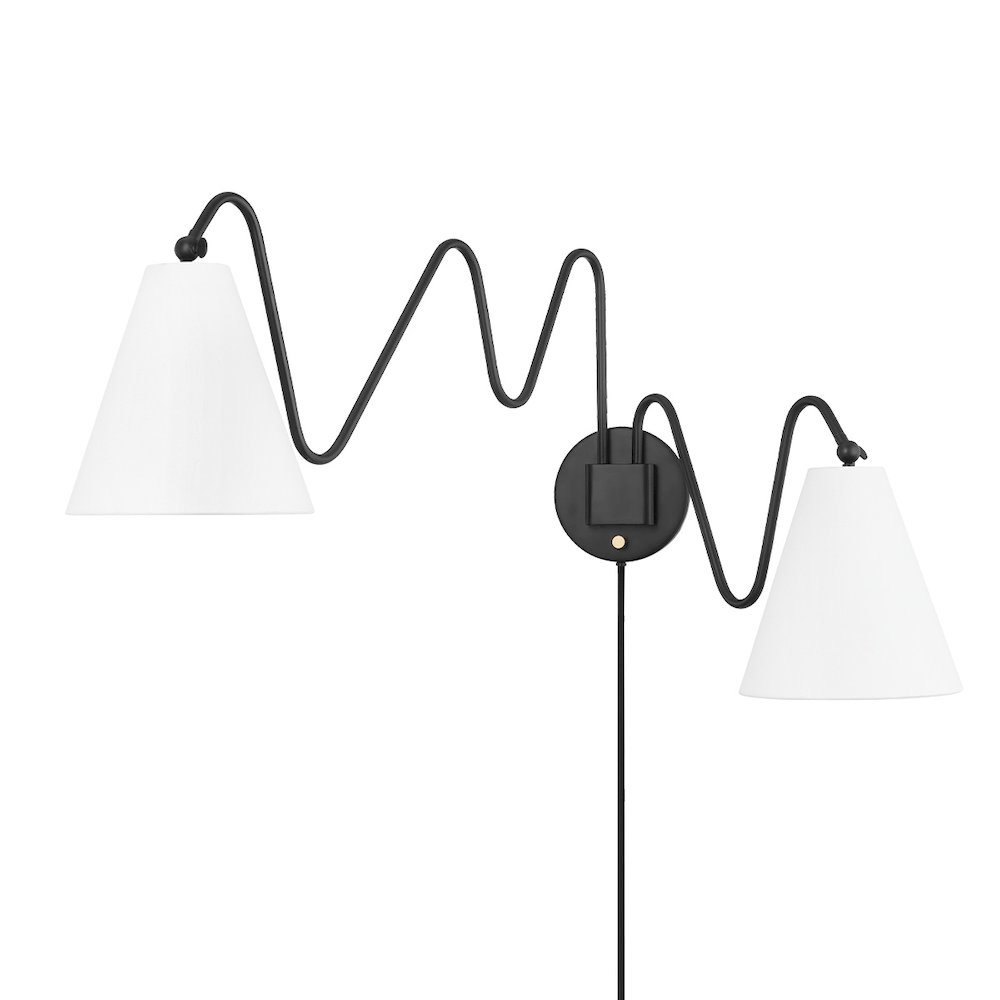 Onda Plug-In Sconce In Soft Black Color. Picture 1