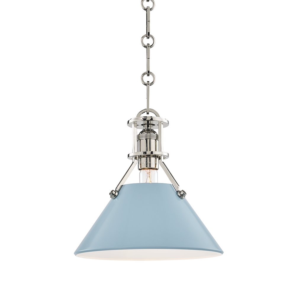 Painted No.2 Pendant In Polished Nickel/Blue Bird Color. Picture 1