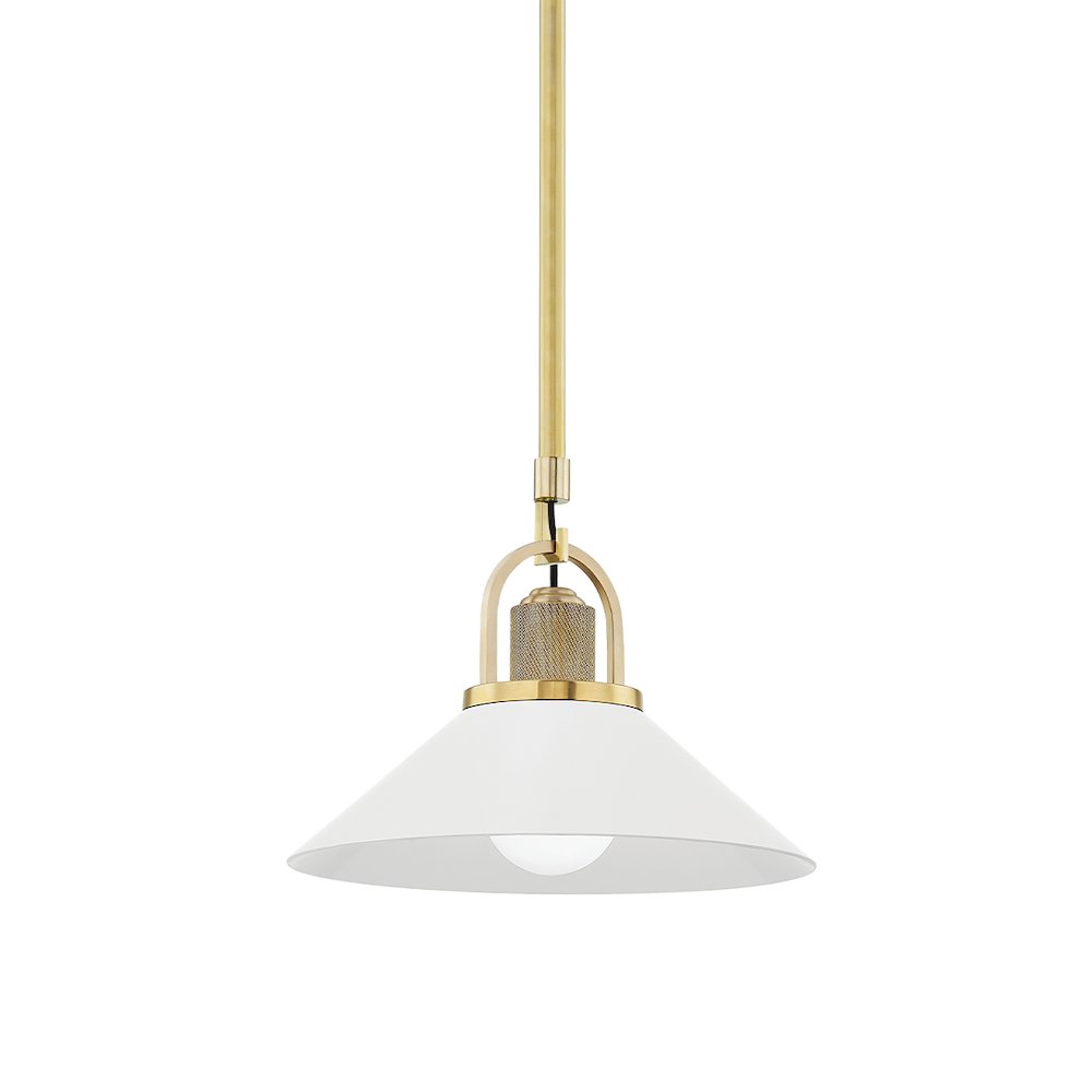 Syosset Pendant In Aged Brass/Soft Off White Color. Picture 1