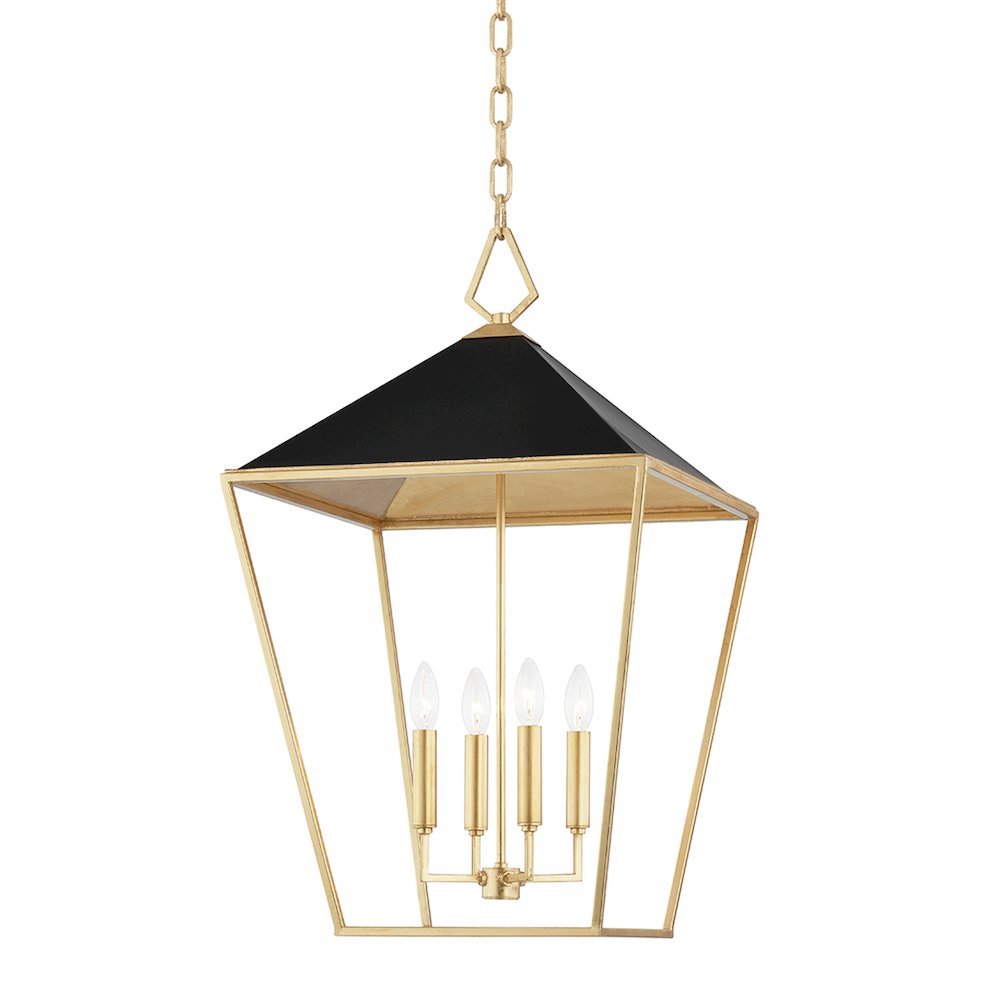 Paxton Pendant In Gold Leaf/Black Color. Picture 1