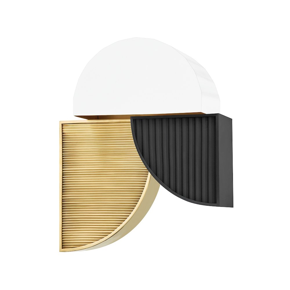 Construct Wall Sconce In Aged Brass Color. Picture 1