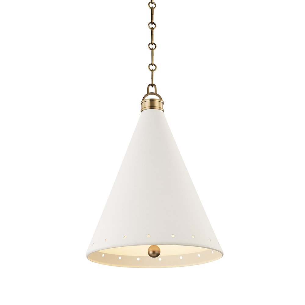 Plaster No.1 Pendant In Aged Brass/White Plaster Color. Picture 1