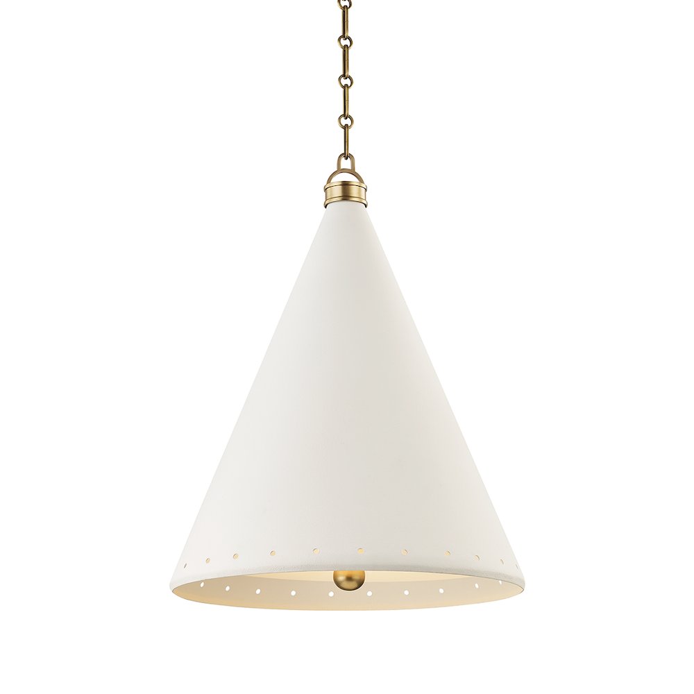 Plaster No.1 Pendant In Aged Brass/White Plaster Color. Picture 1