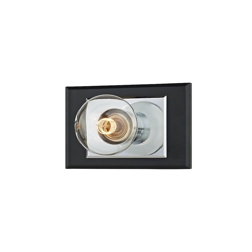 Runyan Bath And Vanitywall Sconce In Polished Chrome/Soft Black Color. Picture 1