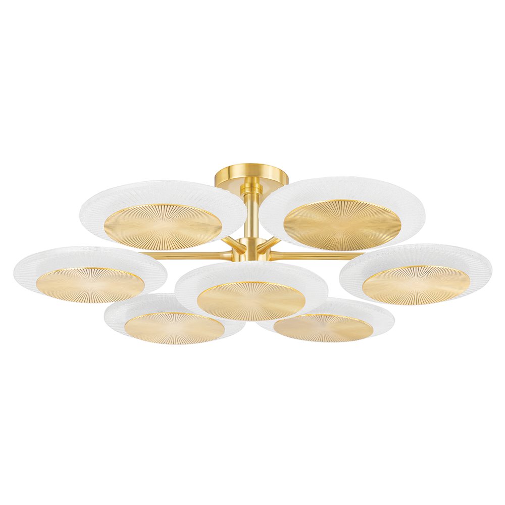 Topaz Semi Flush In Vintage Polished Brass Color. Picture 1