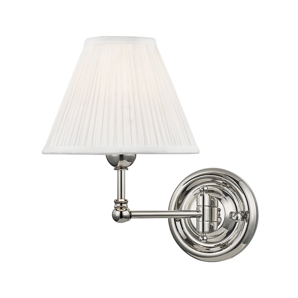 Classic No.1 Wall Sconce In Polished Nickel Color. Picture 1