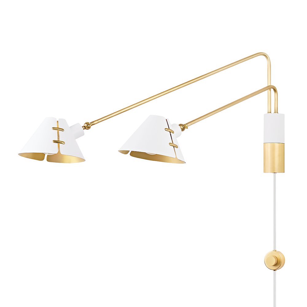 Split Plug-In Sconce In Aged Brass/Soft White Color. Picture 1