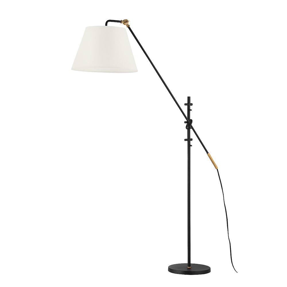 Navin Floor Lamp In Patina Brass/Textured Black Color. Picture 1
