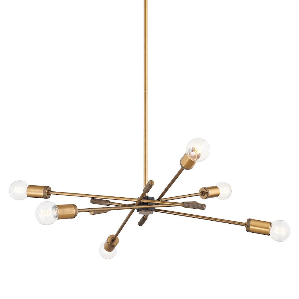 Chino Chandelier In Patina Brass Color. Picture 1