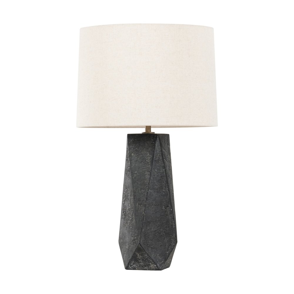Coronado Table Lamp In Patina Brass/Ceramic Ash Black Color. Picture 1