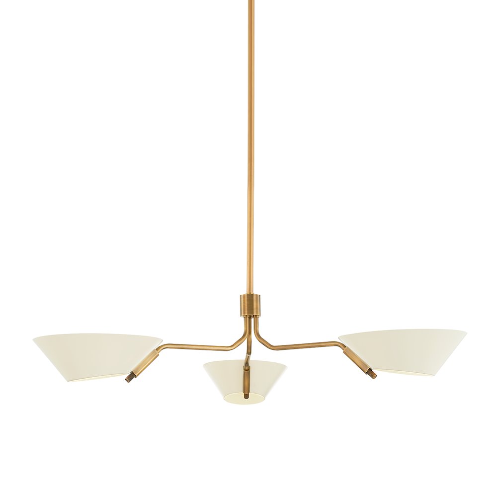 Sacramento Chandelier In Patina Brass And Soft Sand Color. Picture 1