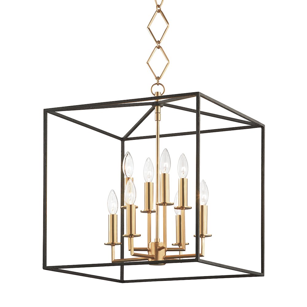 Richie Lantern In Aged Brass/Black Color. Picture 1
