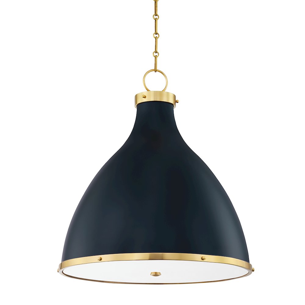 Painted No. 3 Pendant In Aged Brass/Darkest Blue Color. Picture 1