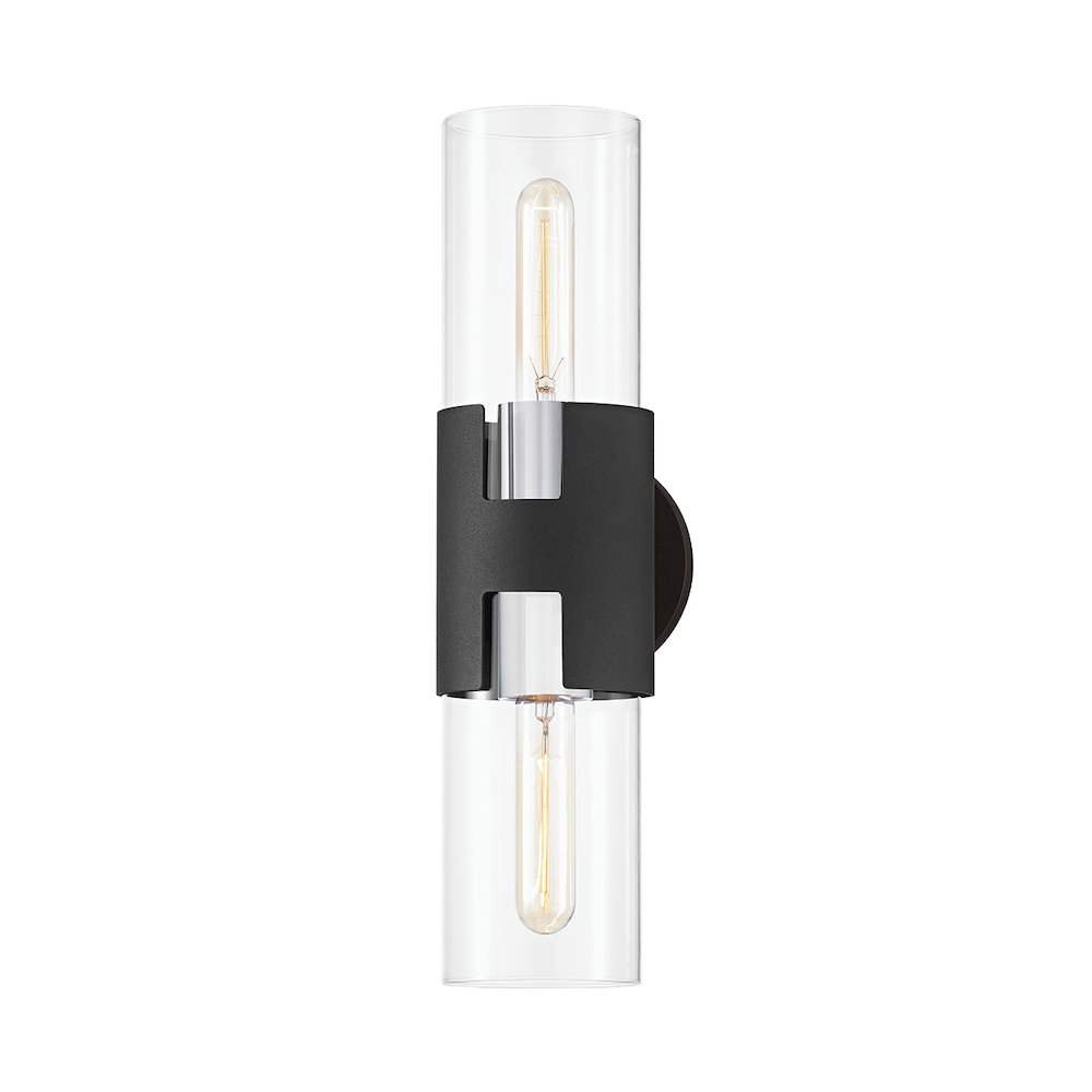 Amado Wall Sconce In Polished Nickel/Textured Black Color. Picture 1