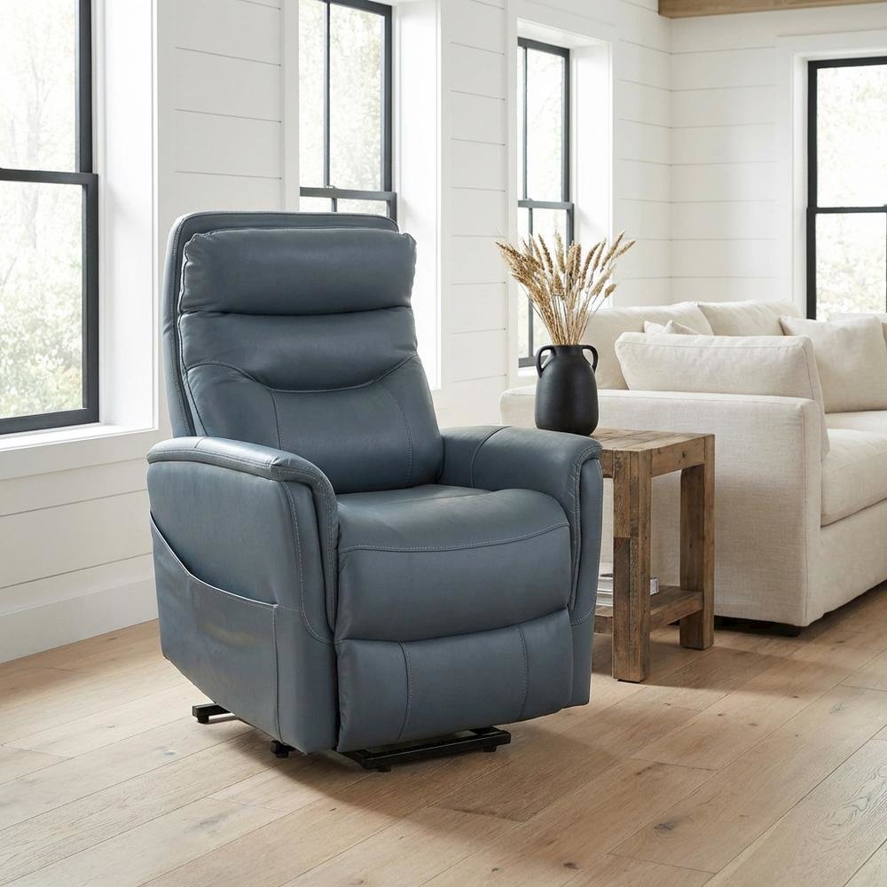 Gemini - Softy Azure Power Lift Recliner with Articulating Headrest Two Pack. Picture 2