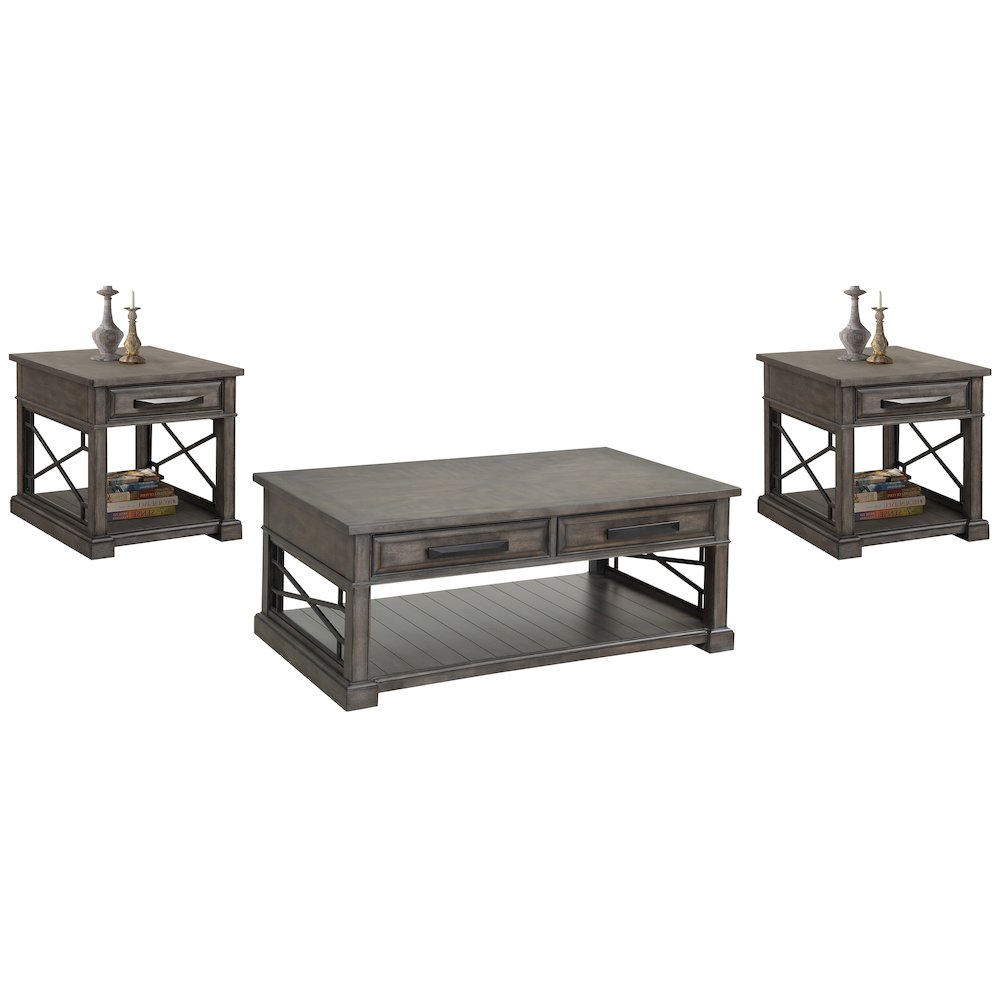 Sundance - Smokey Grey Cocktail Table with 2 End Tables. Picture 8