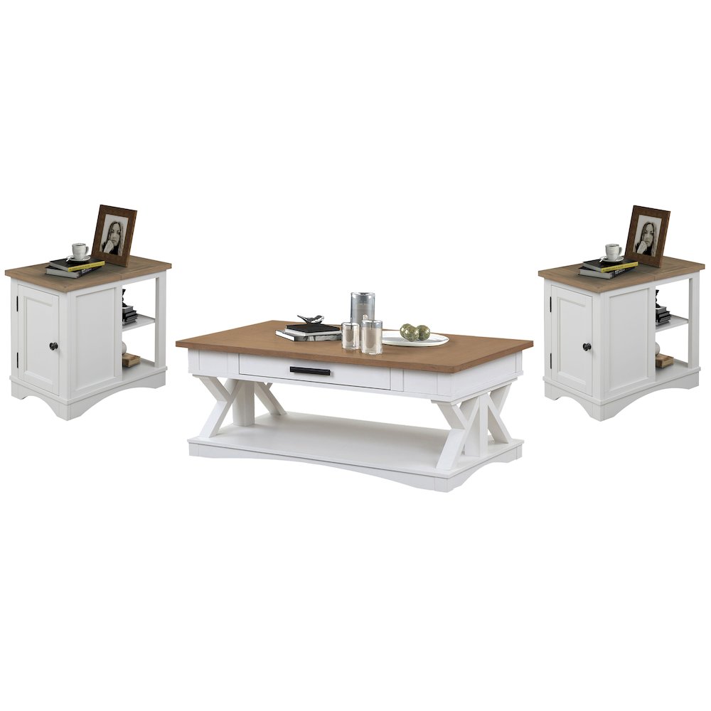 Modern - Cotton Cocktail Table with 2 Chairside Tables. Picture 10