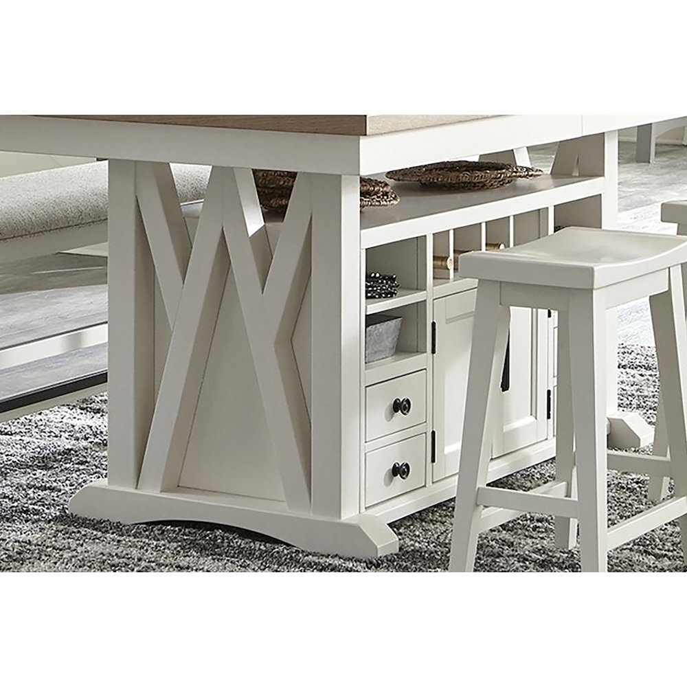 Modern Dining Island Counter Height Table with 8 upholstered chairs. Picture 10