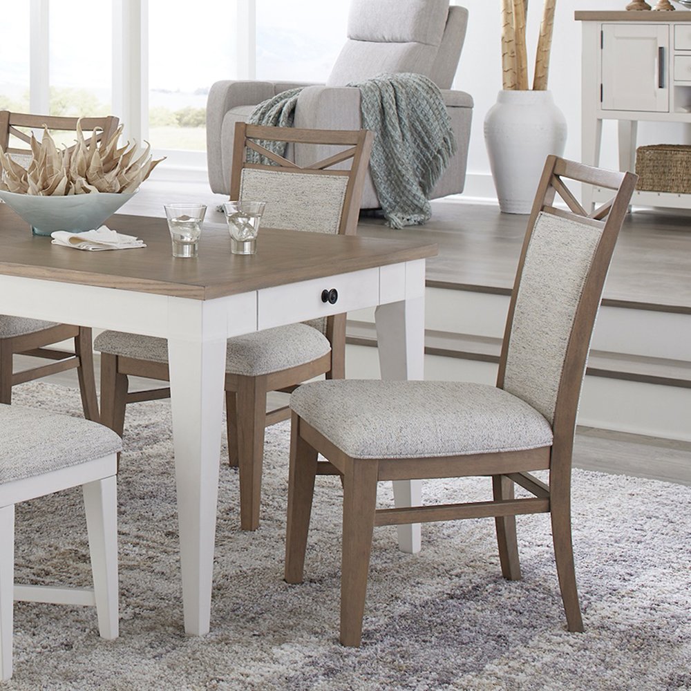 Modern Dining 48 In. Round Extendable Dining Table and 4 Upholstered Chairs. Picture 10