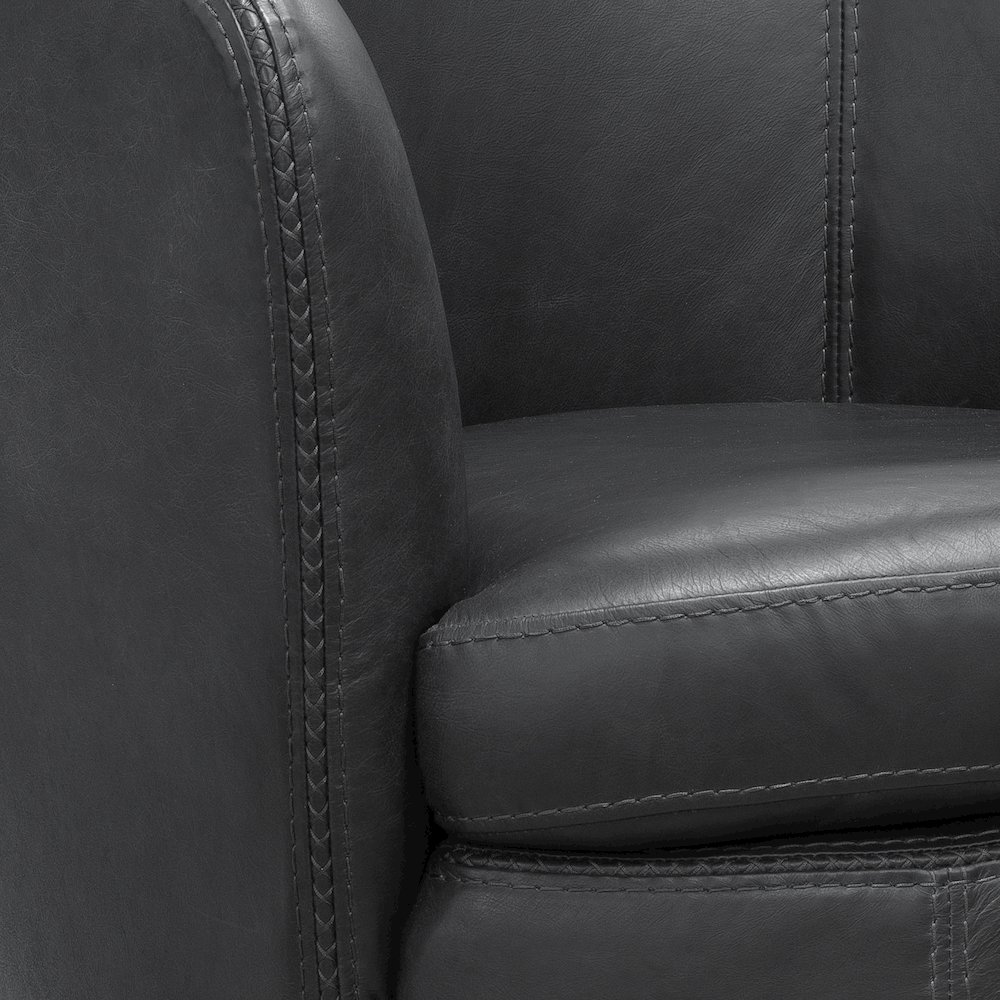 Barolo - Vintage Slate 100% Italian Leather Swivel Club Chair. Picture 9