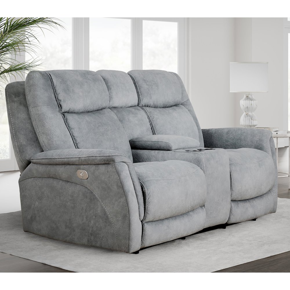 Linus - Hudson Grey Power Reclining Sofa Loveseat and Recliner. Picture 18