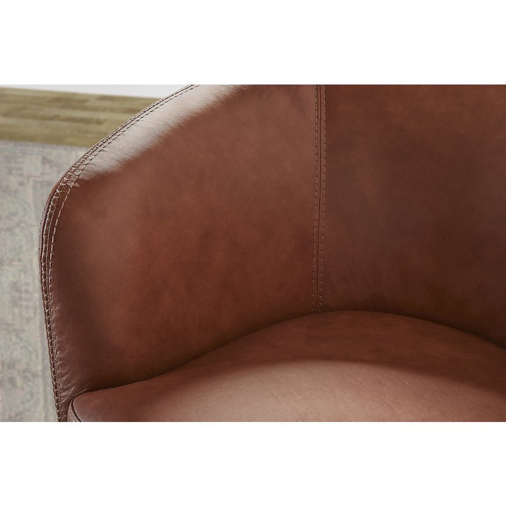 Barolo - Vintage Whiskey 100% Italian Leather Swivel Club Chair. Picture 8