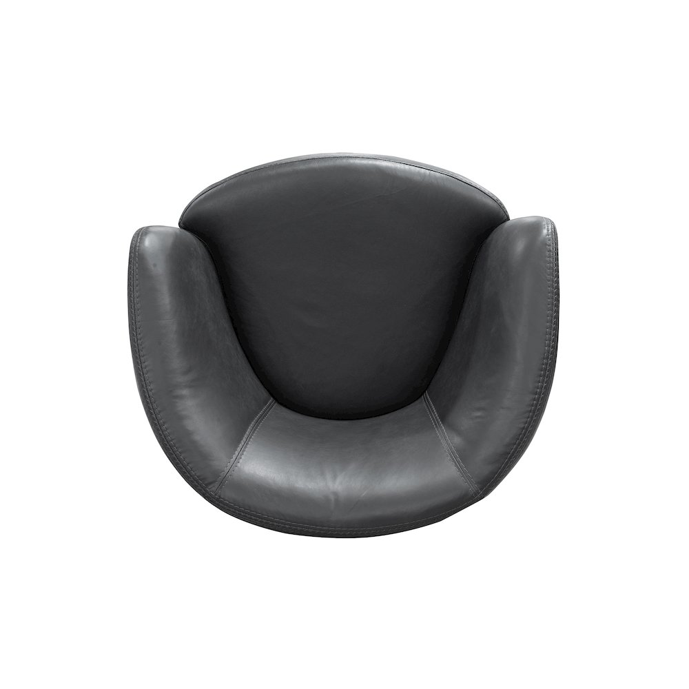 Barolo - Vintage Slate 100% Italian Leather Swivel Club Chair. Picture 4
