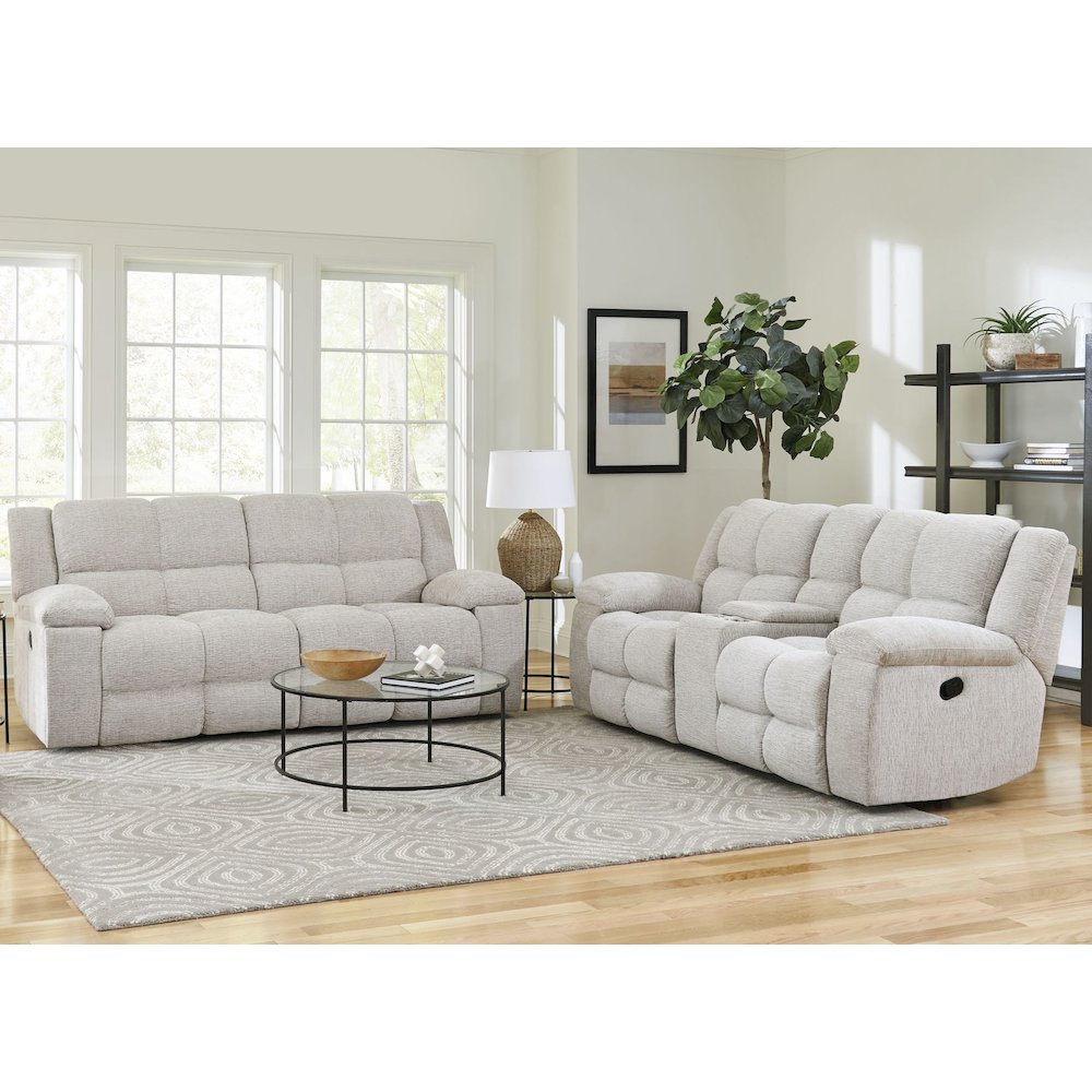 Buster - Opal Taupe Manual Reclining Sofa and Loveseat. Picture 12