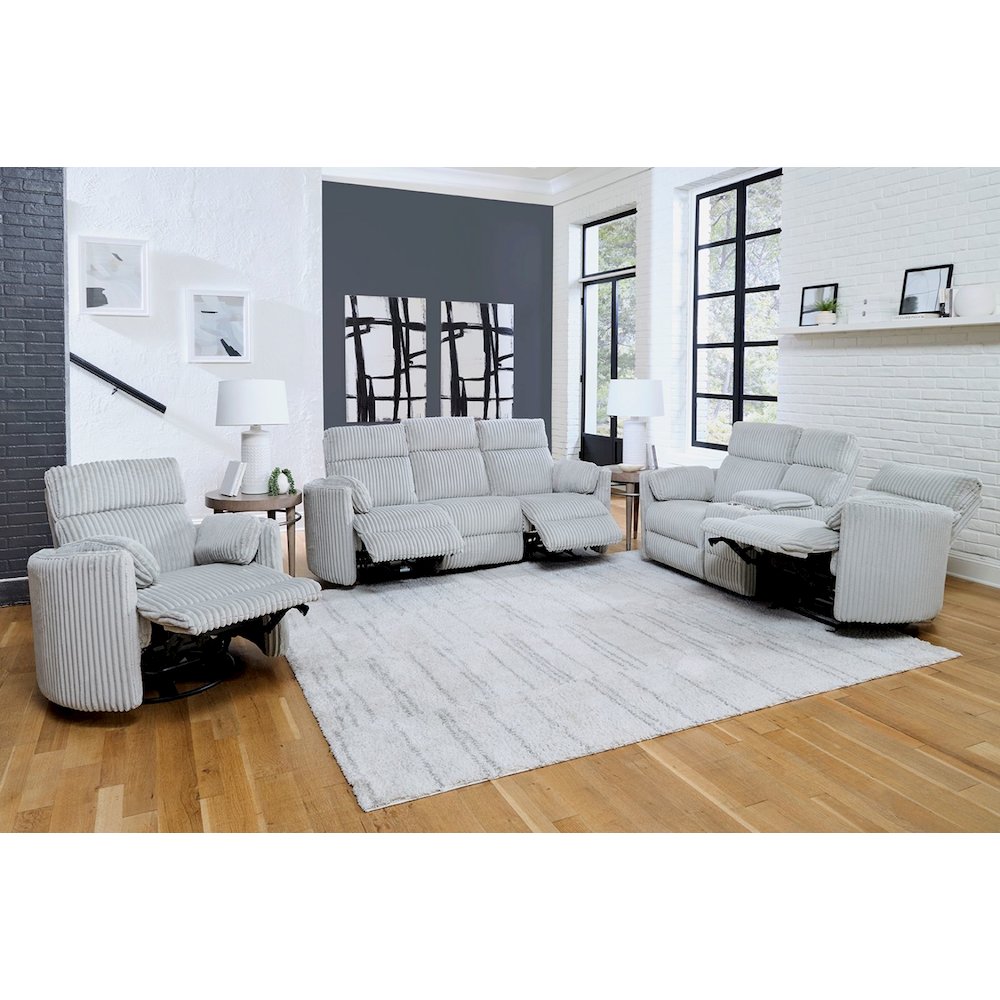 Radius - Mega Grey Swivel Power Glider Recliner. Picture 7