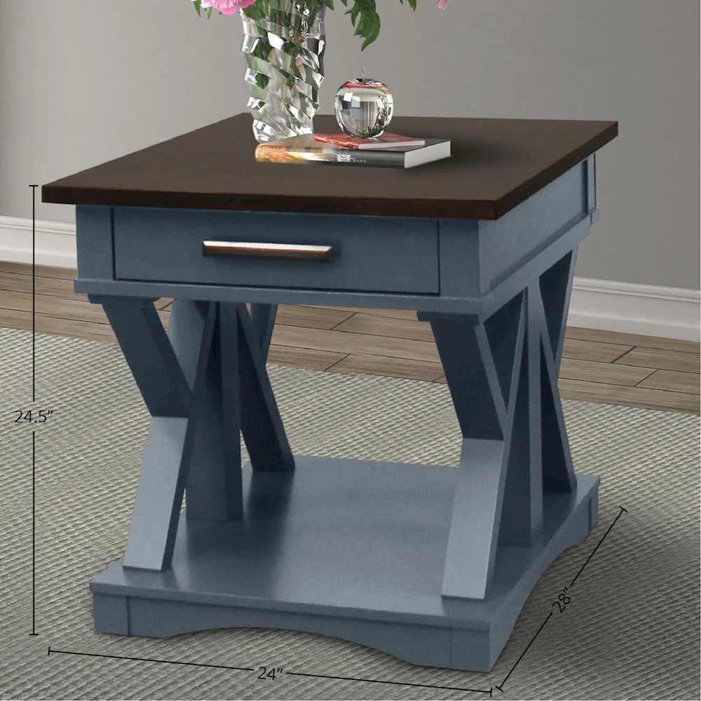 Modern - Denim Cocktail Table with 2 End Tables. Picture 7