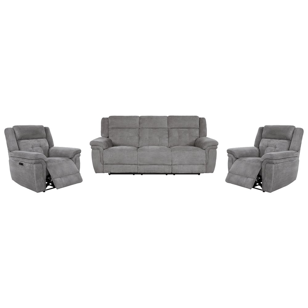 Richland - Bristol Grey Power Reclining Sofa and Two Recliners. Picture 12
