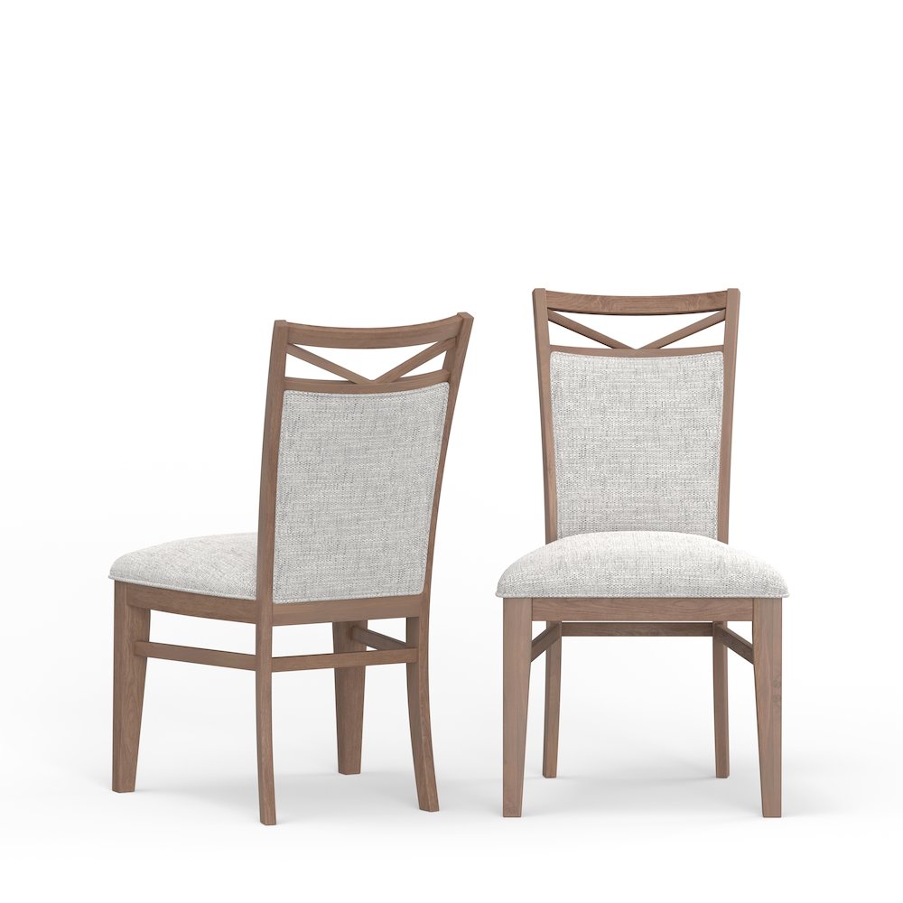 Modern Dining 48 In. Round Extendable Dining Table and 4 Upholstered Chairs. Picture 4