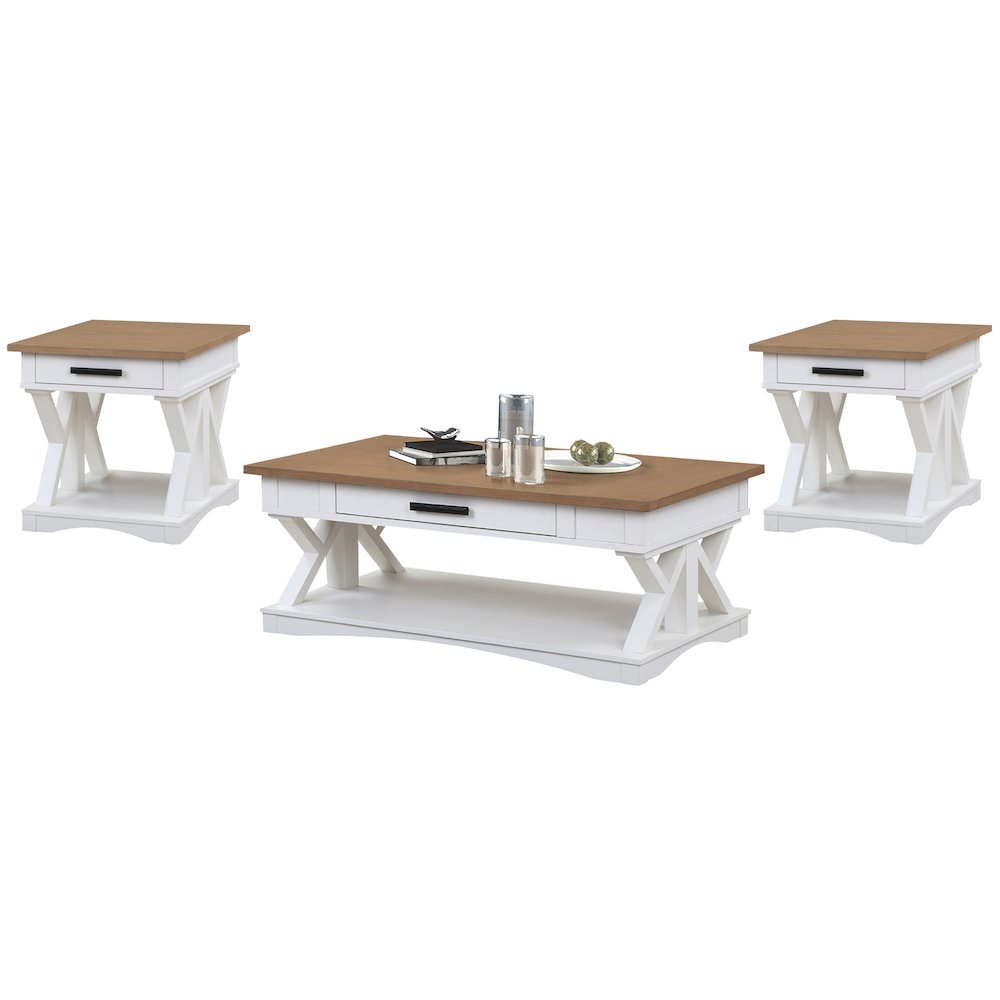 Modern - Cotton Cocktail Table with 2 End Tables. Picture 8
