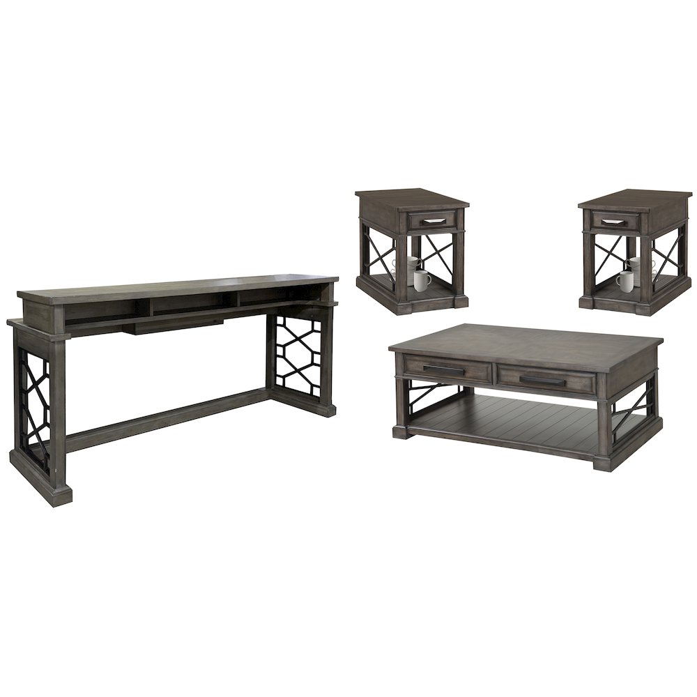 Sundance - Smokey Grey Cocktail Table with 2 Chairside Tables and Console Table. Picture 10
