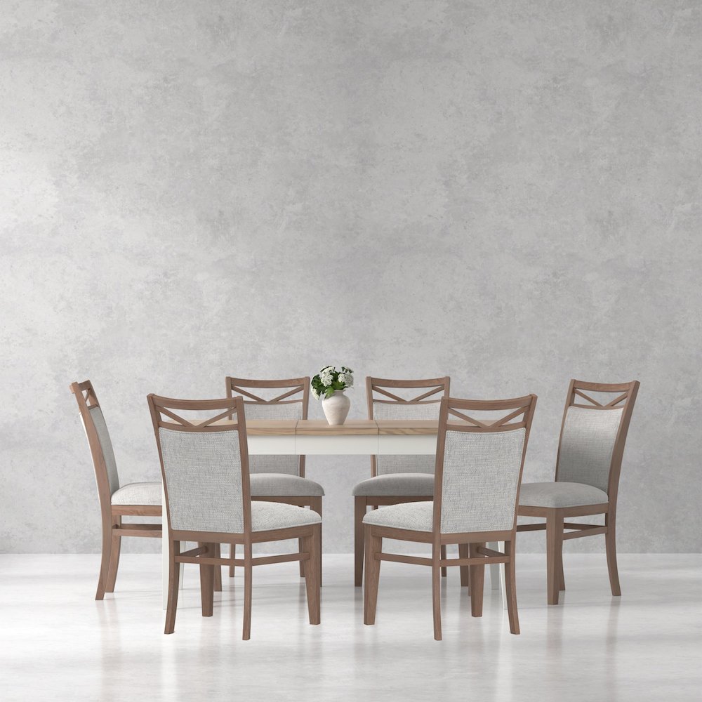 Dining Rectangular Extendable Dining Table with 6 Upholstered Dining Chairs. Picture 6