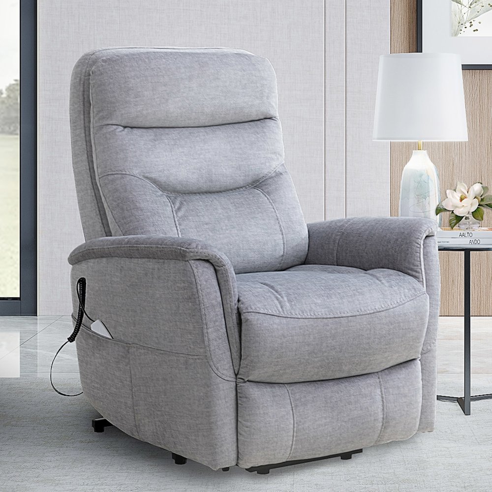 Gemini - Capri Silver Power Lift Recliner with Articulating Headrest. Picture 2