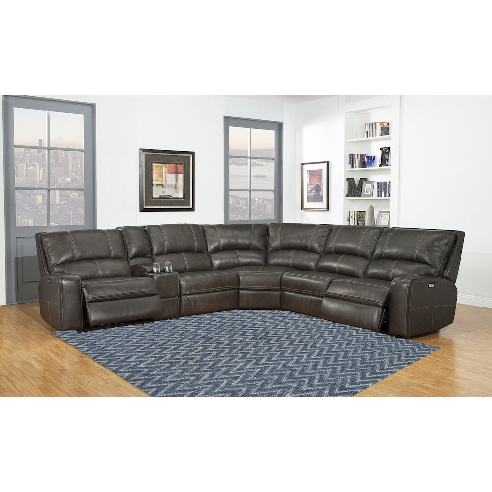 6 Piece Modular Power Reclining Sectional with Power Adjustable Headrests. Picture 5