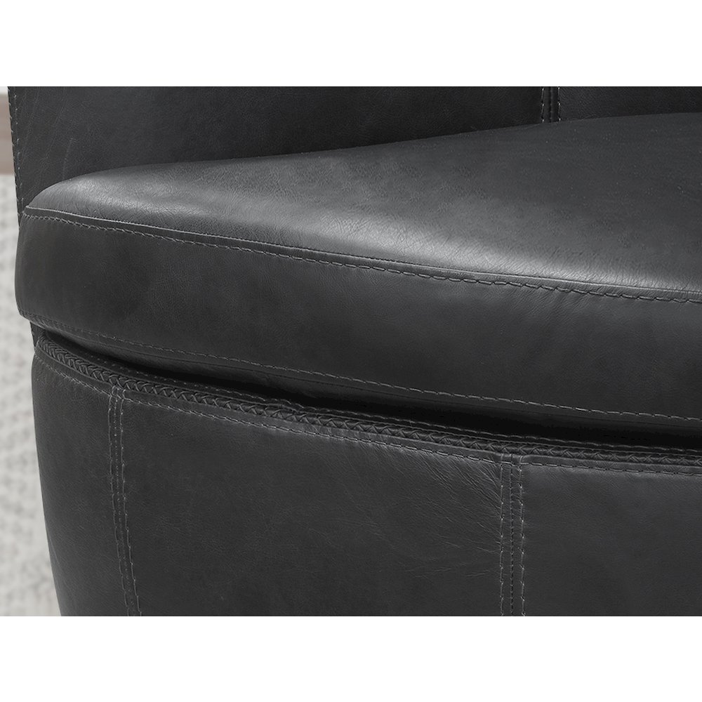 Barolo - Vintage Slate 100% Italian Leather Swivel Club Chair. Picture 10