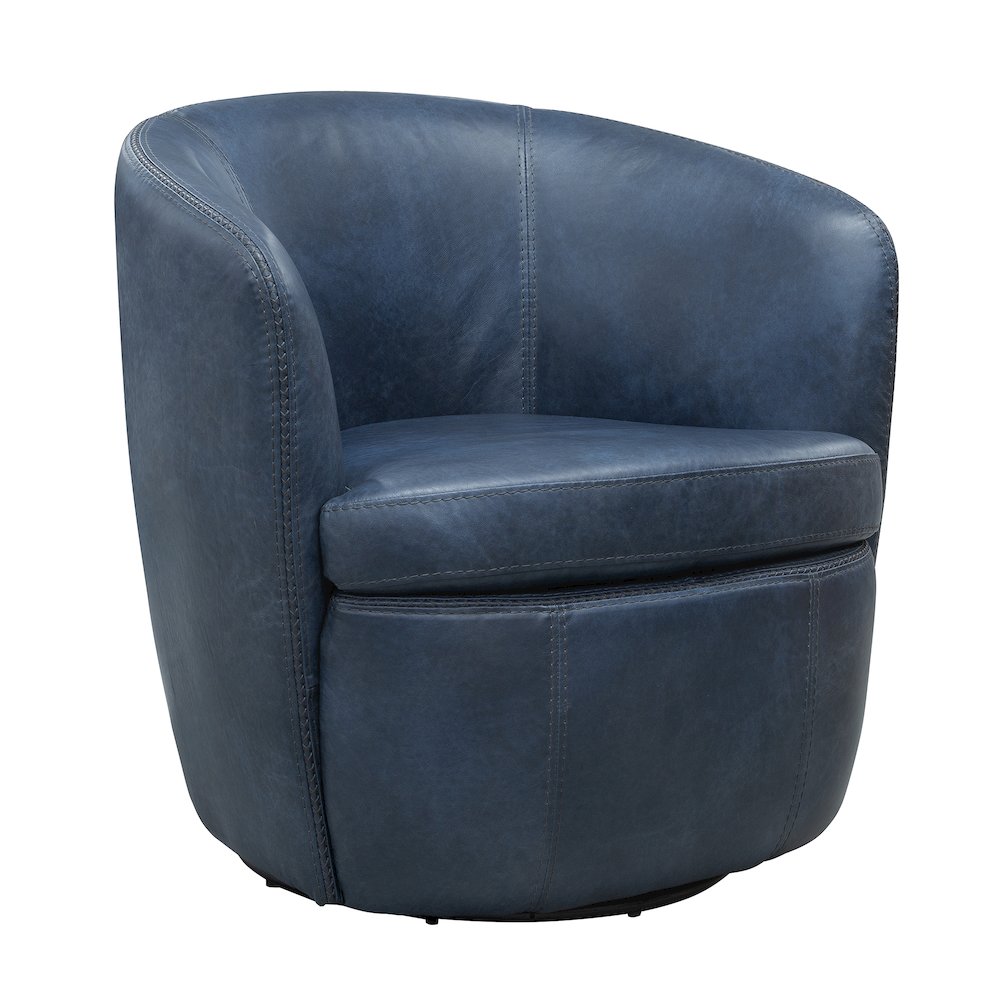 Barolo - Vintage Navy 100% Italian Leather Swivel Club Chair. Picture 1