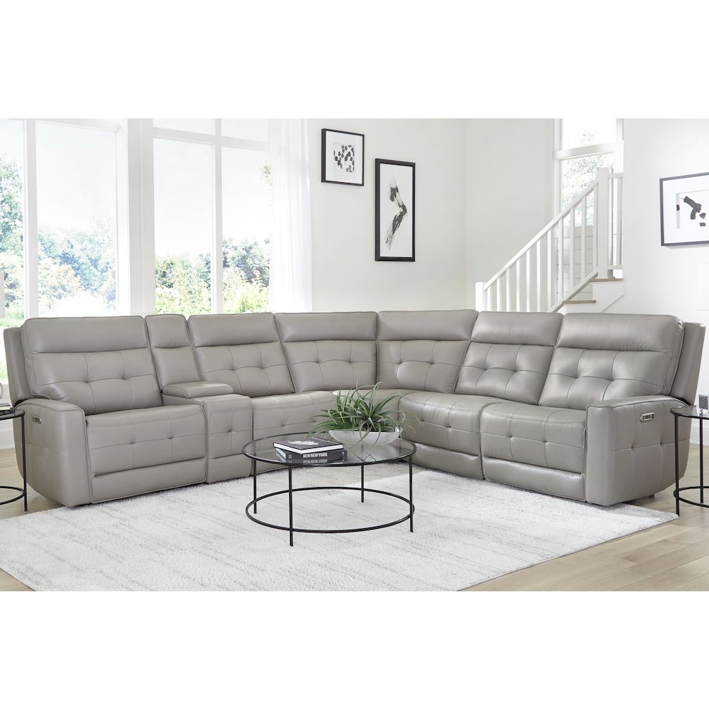 Canterbury - Pewter 6 Piece Zero Gravity Modular Power Reclining Sectional. Picture 4