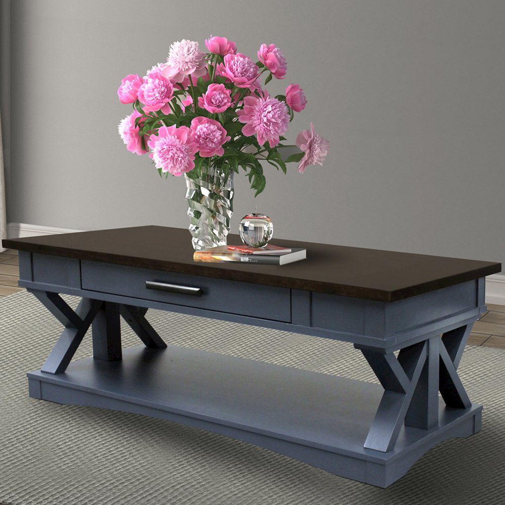 Modern - Denim Cocktail Table with 2 Chairside Tables. Picture 4