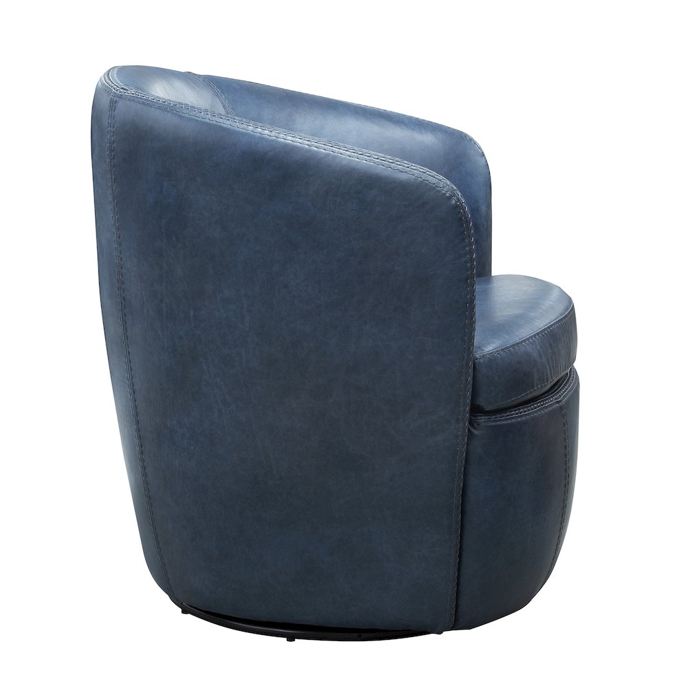Vintage Navy 100% Italian Leather Swivel Club Chair. Picture 2