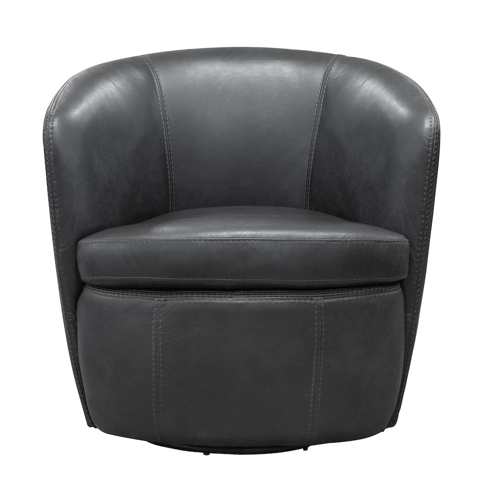 Barolo - Vintage Slate 100% Italian Leather Swivel Club Chair. Picture 2