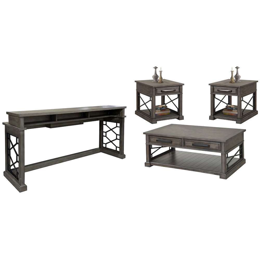 Sundance - Smokey Grey Cocktail Table with 2 End Tables and Console Table. Picture 10