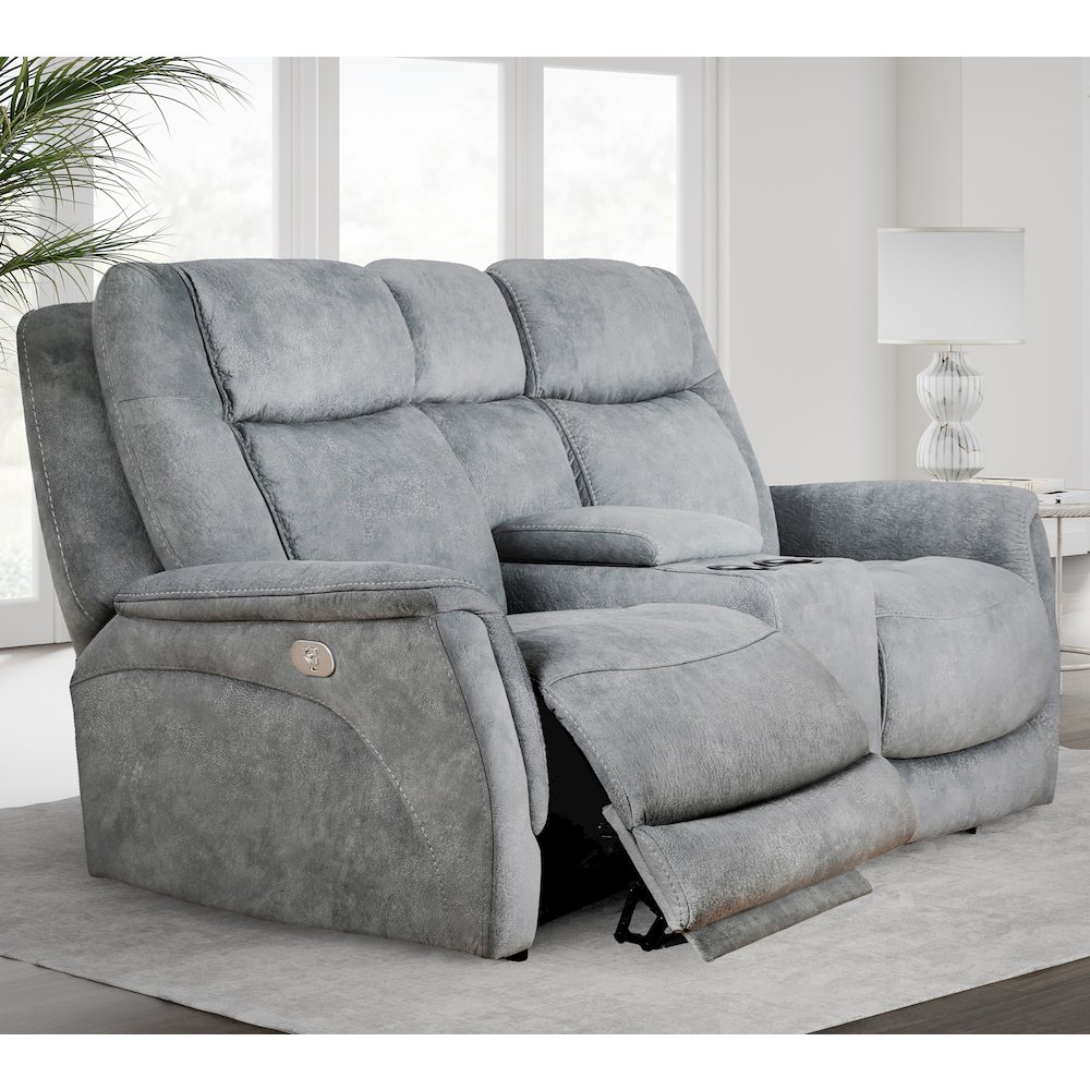 Linus - Hudson Grey Power Reclining Sofa Loveseat and Recliner. Picture 19