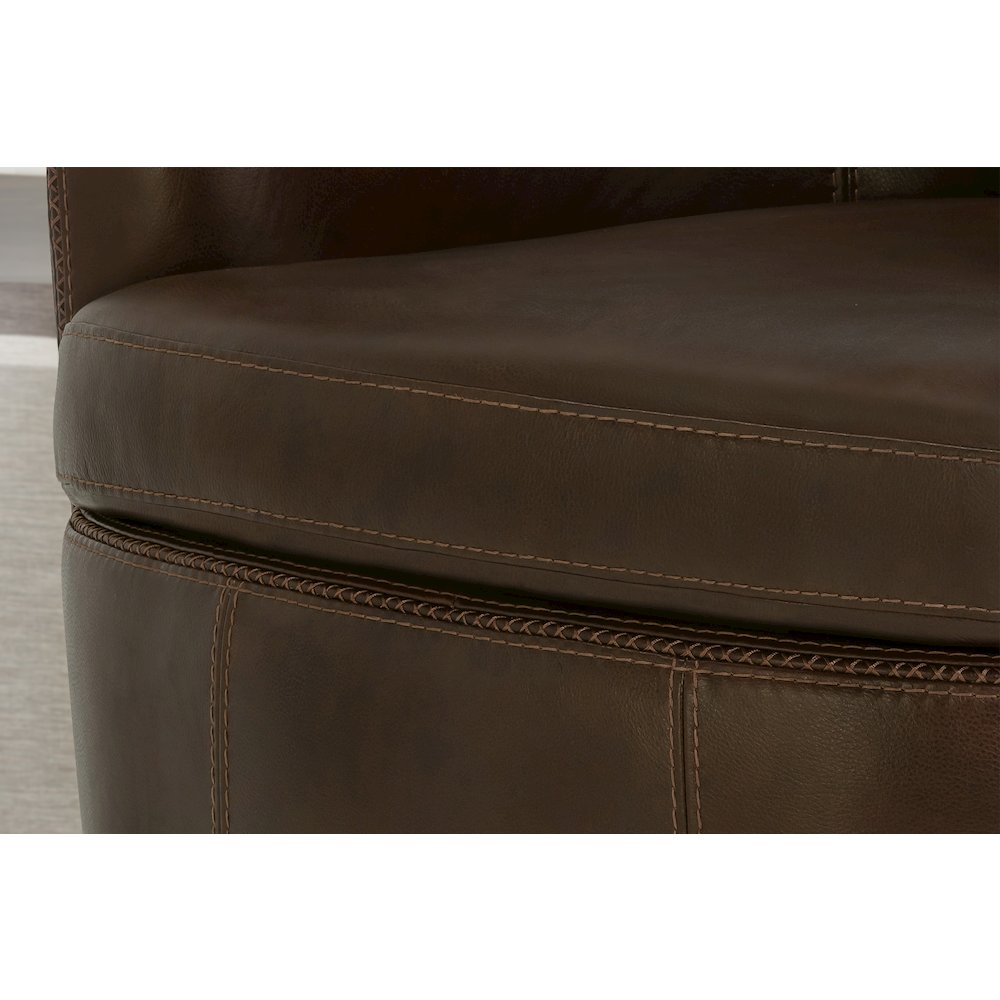 Barolo - Vintage Brown 100% Italian Leather Swivel Club Chair. Picture 14