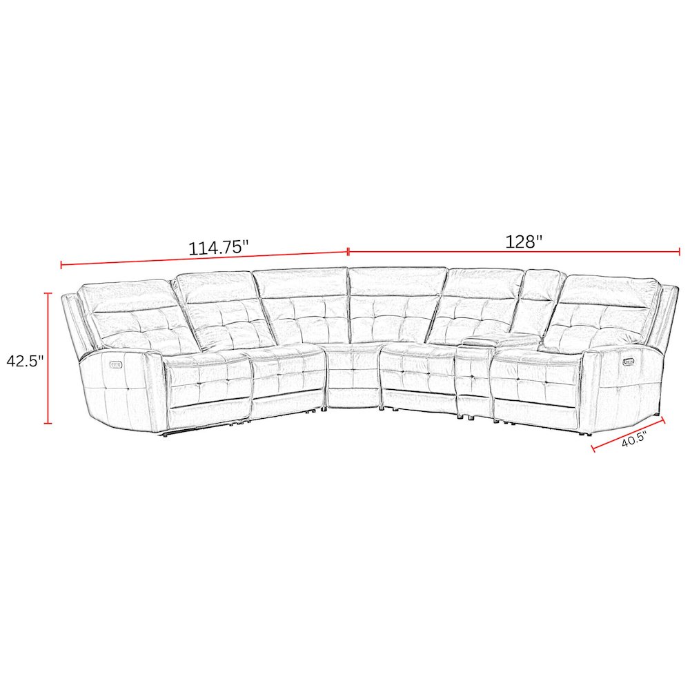 Canterbury - Pewter 6 Piece Zero Gravity Modular Power Reclining Sectional. Picture 12