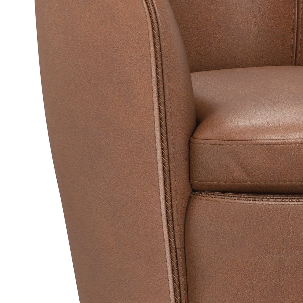 Barolo - Vintage Whiskey 100% Italian Leather Swivel Club Chair. Picture 7